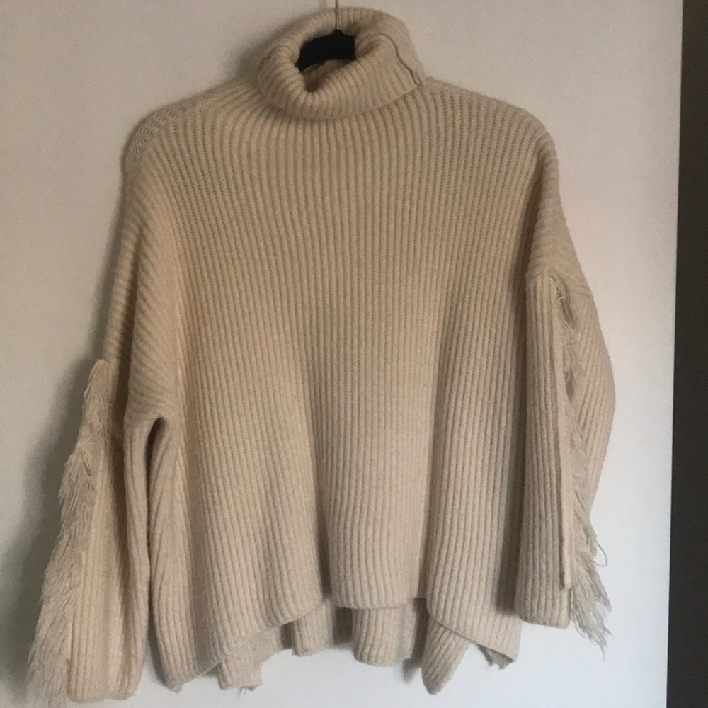 Cream crop turtleneck sweater